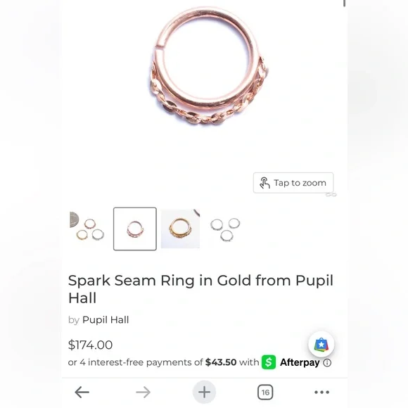 Pupil Hall Rose Gold 14k Seam ring with chain 11/32” - Picture 3 of 3